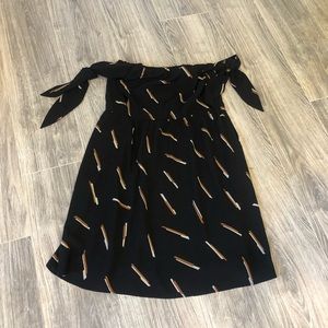 Black and Tan off the shoulder dress